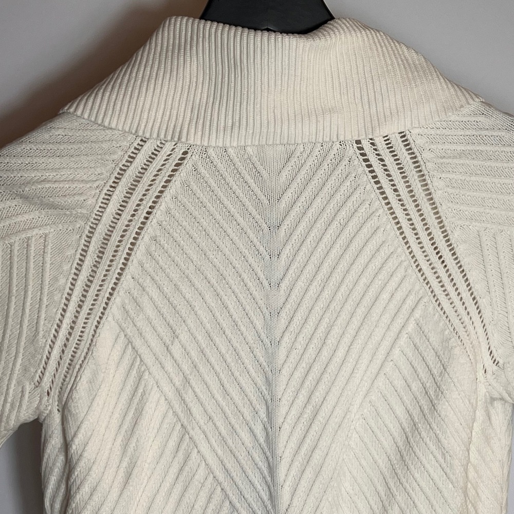 Semantiks Knit Short‎ Sleeve Cardigan Top Button Down Collared Sweater Cream - Picture 7 of 10